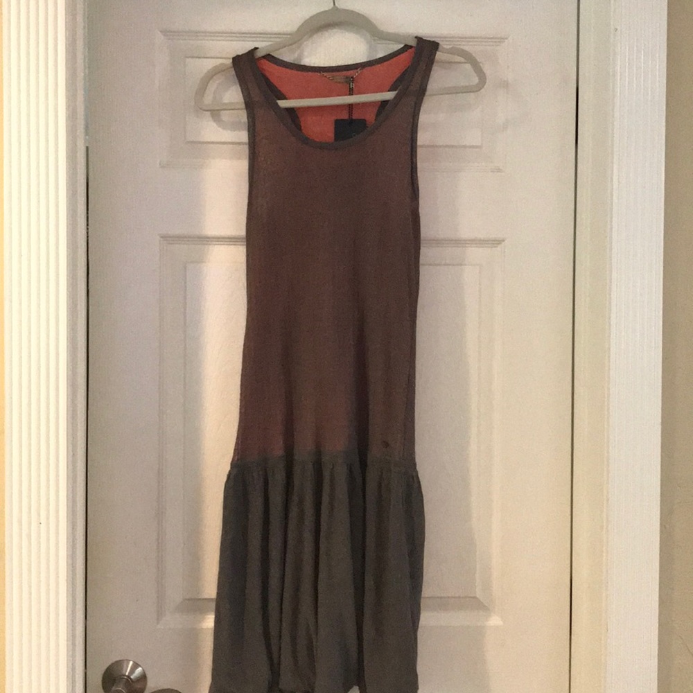 Grey/coral underlay dress-one grey day